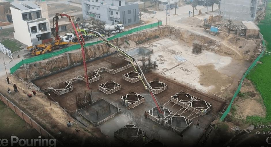 Concrete pouring and site activity at City Scape Faletti’s development